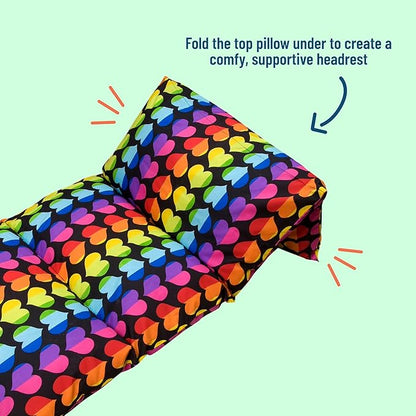 Wildkin Kids Floor Lounger: Ideal for Boys and Girls, Travel-Friendly, Perfect for Sleepovers - Pillow Lounger for Kids, Requires Standard Size Pillows Not Included (Rainbow Hearts)