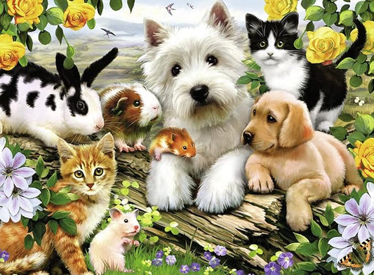 Ravensburger Happy Animal Buddies | 300-Piece Jigsaw Puzzle for Kids | Unique, Pieces | Fun & Educational Toy