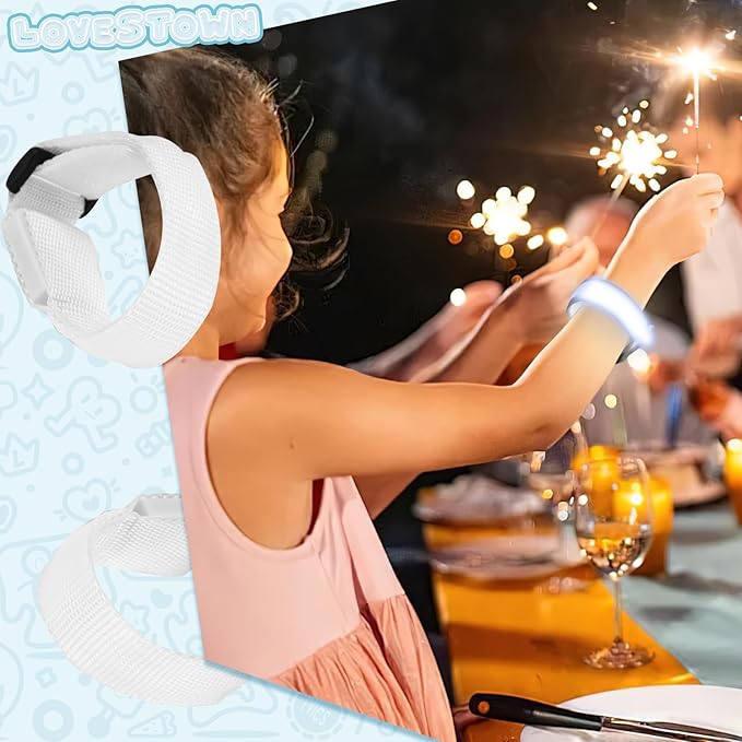 LovesTown 6PCS LED Light Up Bracelets, LED Glow Bracelets Glow in the Dark Wristbands for Concerts Festivals Celebrations Carnivals Raves