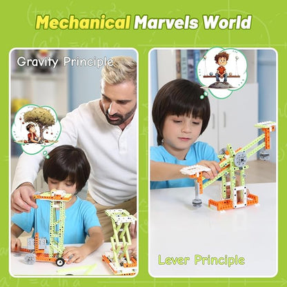 Apitor Robot E STEM Kits for 8-12 Year Old Boy Girl, 14 in 1 Electric Building Toys with Learning Materials, DIY Educational Construction Science Kit for Kids 8-10 10-12 Christmas Birthday Gift