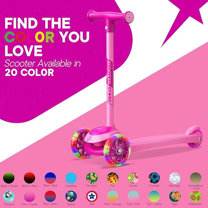 3 Wheel Scooter for Kids, Smooth Light Up LED Front Wheels, Wide Anti Slip Deck, Rear Foot Brake, Easy Lean to Steer Maneuvering, Indoor & Outdoor Ride On Toys for Ages 2 Up,