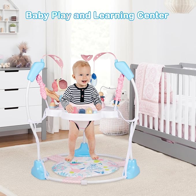 Baby Activity Center, Infant Jumpers and Bouncers with Music, Lights, Infant Toys, 360°Rotating Seat, 3 Adjustable Heights, Baby Play and Learning Center for 6+ Months