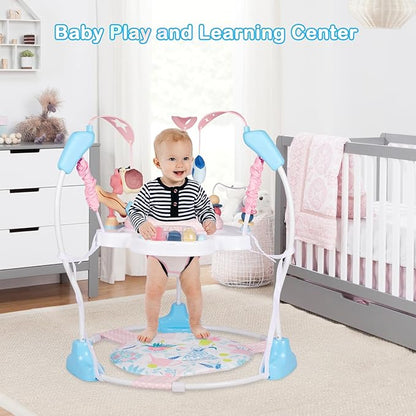 Baby Activity Center, Infant Jumpers and Bouncers with Music, Lights, Infant Toys, 360°Rotating Seat, 3 Adjustable Heights, Baby Play and Learning Center for 6+ Months
