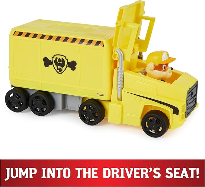 Paw Patrol, Big Truck Pup’s Rubble Transforming Toy Trucks with Collectible Action Figure, Kids Toys for Ages 3 and Up