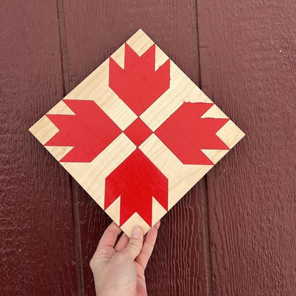 Maple Leaf Unfinished Barn Quilt Wooden Sign, Country Decor Canvas Quilts Blocks (12 inches, Bear Paw)
