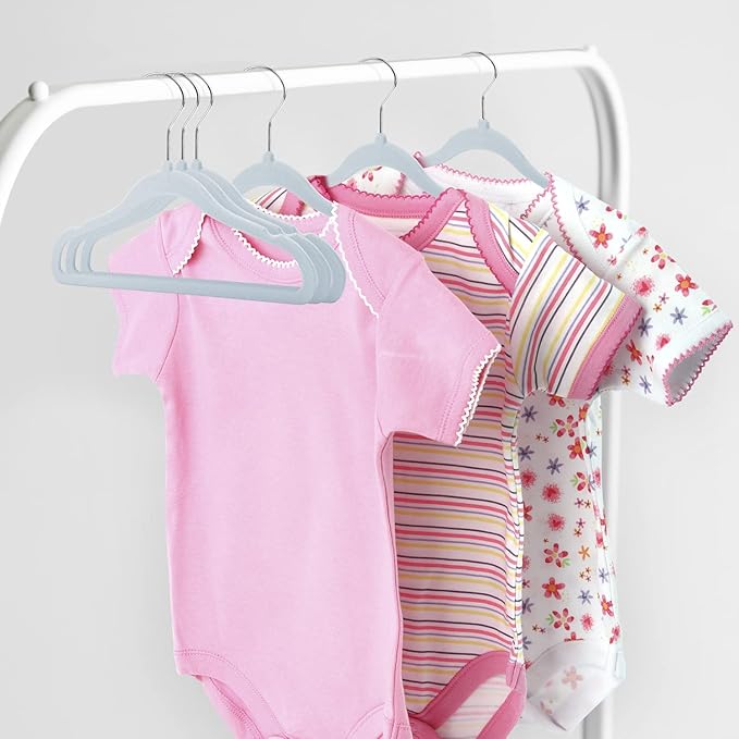 Kids Velvet Hangers 30 Pack, 11 Inch Size Non-Slip Baby Hangers, Space-Saving Nursery Hangers, Perfect Infant/Toddler Clothes Hangers for Daily Use(Blue)