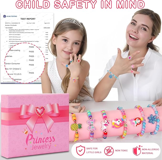 Kids Jewelry for Girls, 28 Pcs Unicorn Toys for Girls Age 4-6, Girl Toys Play Rings Necklaces Bracelets, Costume Jewelry for Girls, Princess Party Birthday Christmas Gifts for 2 3 4 5 6