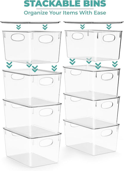 Sorbus Large Clear Plastic Bins with Lids – Stackable Organizer for Toys, Clothes, Medicine, Makeup, Art Supplies, Closet, Bathroom, and Shoes (4 Pack)
