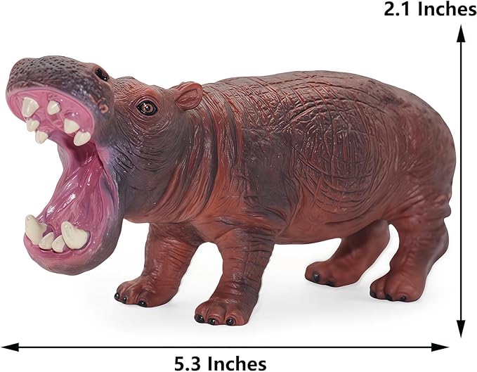 Gemini&Genius Safari Animal Toys, Hippo Figurine Toy, Wildlife World Action Figures, Great Gifts, Collection, Cake Topper, Storytelling Props and Room Decor for Kids 4 Years Old and Up