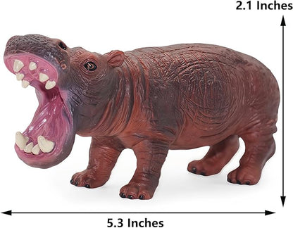 Gemini&Genius Safari Animal Toys, Hippo Figurine Toy, Wildlife World Action Figures, Great Gifts, Collection, Cake Topper, Storytelling Props and Room Decor for Kids 4 Years Old and Up