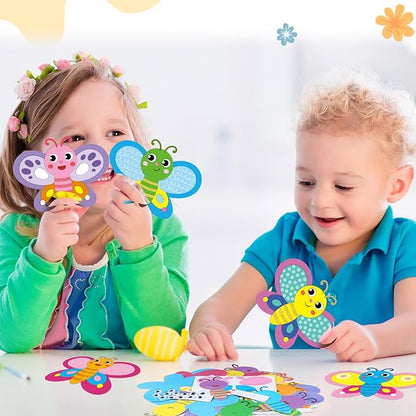 24 Set Butterfly Crafts for Kids Butterfly Paper Magnet Craft Kit with Eyes Make Your Own Spring Summer Crafts for Festival Gifts Rewards Arts Projects Butterfly Party Favors School Games