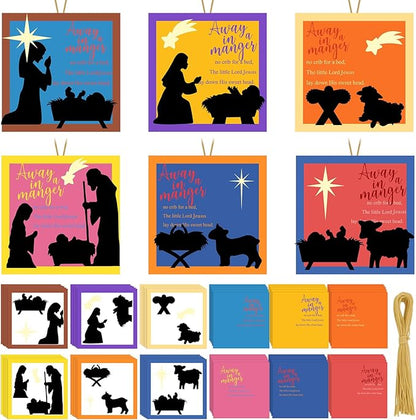 30 Pcs Nativity Crafts for Kids Away in a Manger Ornament Craft Kit Religious Crafts for Kids Christmas Tree Ornaments Jesus Birth DIY Nativity Christmas Activities Classroom Party Favors