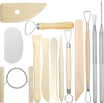 13 Pcs Wooden Clay Tools, Sculpting Tools, Clay Sculpting Tools, Ceramic Tools, Clay Modeling Kit Ceramics Trimming Tools Dotting Tool Molding Clay Accessories Miniature Clay Cutters for Beginner