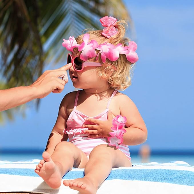 Ecore Fun Luau Party Supplies Leis Luau Party Decorations Hawaiian Leis Decorations Hawaiian Party Bracelet Necklace Headband-12 in 1