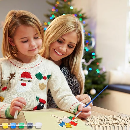 Fennoral 10 Pack Wooden Mirror Craft for Kids Decorate You Own Snowflake Mirrors for Girls DIY Paint Snowflake Crafts Wooden Hand Mirror for Art Activities Birthday Winter Christmas Gifts