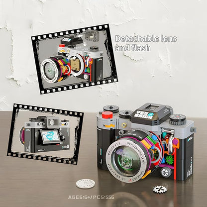 Retro Building Blocks Camera，Semi Mechanical Detachable Camera Toy Provide Photo Gifts for Boys and Girls Aged 8 and Above Who Enjoy Creativity（556pcs）