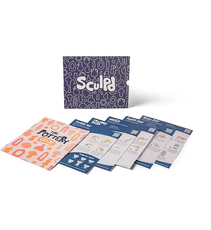 Sculpd Pottery Starter Kit - Complete Air Dry Clay Beginner Set for 2 Adults: Includes Sculpting Tools, Matte Varnish, Paint Brushes, Guide, Video Tutorials & More - Date Night Gift, Arts Crafts Hobby