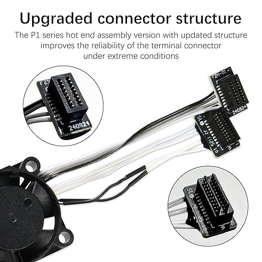 Original Bamboo Lab P1 Hotend Assembly Complete with Stainless Steel 0.2mm Nozzle,Ceramic Heater,Thermistor, Cooling Fan,Silicone Sock for P1S P1P 3D Printer Extruder Heating Block Replacement