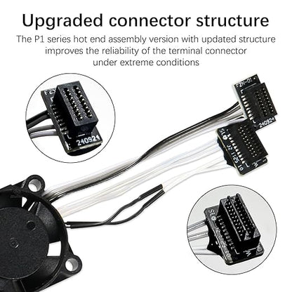 Original Bamboo Lab P1 Hotend Assembly Complete with Stainless Steel 0.2mm Nozzle,Ceramic Heater,Thermistor, Cooling Fan,Silicone Sock for P1S P1P 3D Printer Extruder Heating Block Replacement