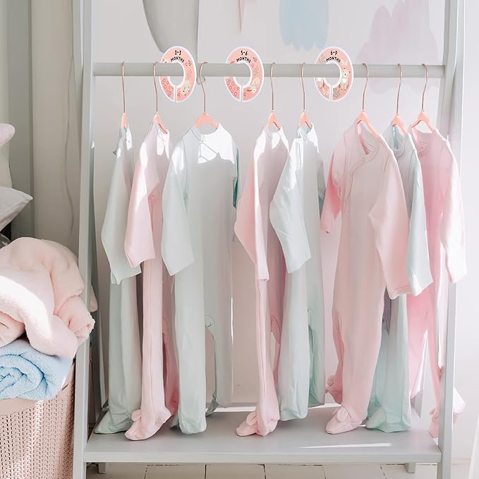 Baby Hangers, VIS'V 11 Inch Pink Velvet Kids Hangers with 6 Pcs Size Dividers Non Slip Nursery Children Closet Clothes Hangers for Infant Toddler Girls and Boys 50 Pcs