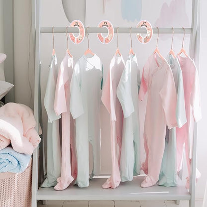 Baby Hangers, VIS'V 11 Inch Pink Velvet Kids Hangers with 6 Pcs Size Dividers Non Slip Nursery Children Closet Clothes Hangers for Infant Toddler Girls and Boys 50 Pcs