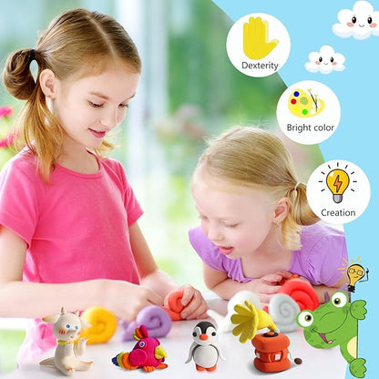 Air Dry Clay Kit - QMay 50 Colors DIY Modeling Clay Ultra Light Magic Clay, Nontoxic & Soft Clay with Sculpting Tools and Decoration Accessories, Art Craft Gift for Kdis 3-12