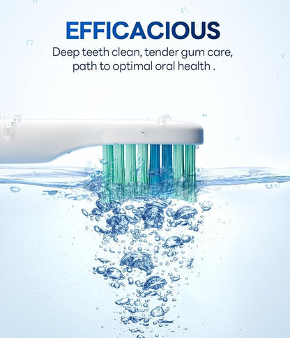 Bymore Electric Toothbrush for Adults,Travel Sonic Toothbrush with 8 Replacement Heads, Ultra Clean Rechargeable Toothbrush Portable One Charge for 330days 5 Modes 2mins Timer-Sky Blue