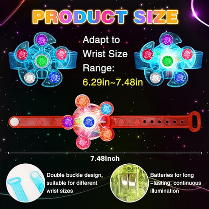 28 Pack LED Light Up Fidget Spinner Bracelets, Party Favors for Kids 4-8 8-12 Glow in The Dark Party Supplies Treasure Box Toys for Class Birthday Gifts Xmas Stocking Stuffers for Teens Goodie Bags