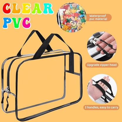8 Packs XL Toy Storage Bags, Reusable Clear PVC Board Game Storage, Toy Storage Organizer Bags with Zipper for Building Blocks, Puzzle and Handmade Accessories, Clear Toiletry Bag