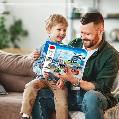 City Police Car, Motorcycle,Truck and Trailer&Helicopter Building Block Sets(509pcs),Police Chase Toy Set,Gift for Kids and audlts