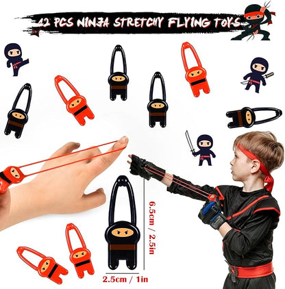 12Set Ninja Party Favors Birthday Supplies for Kids Boys, Ninja Spiral Notepads Invisible Ink Pens Stars Slingshots Stretchy Flying Ninjas Silicone Bracelets Ninja Toys Gifts Ninja Party Supplies