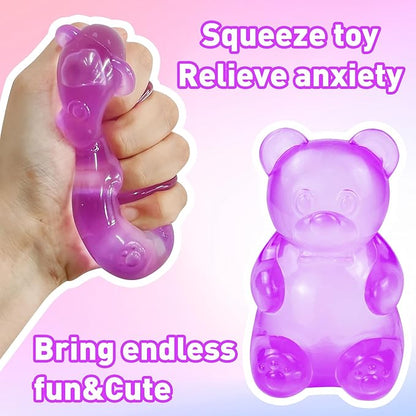 Stress Bear Taba Squishy Balls, Bear Toy Taba Squishy Toys for Kids Stress Relief Squeeze Balls for Valentines Day Gifts Birthday Gifts Party Favors-Purple