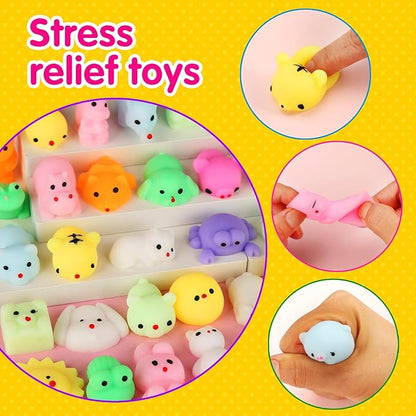 200 Pcs Mochi Squishy Toys, Kawaii Squishies Bulk Party Favors for Kids 4-8 8-12 Boys Girls Toddlers Teens, Gifts for Eastet Egg Fillers Birthday Party Classroom Prizes Goodie Bag Stuffers