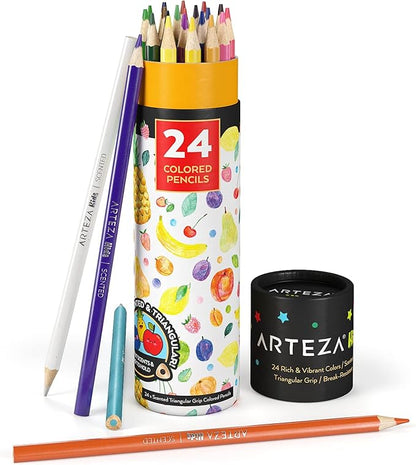 Arteza Kids Scented Pencils for Kids, 24 Pre-Sharpened Triangle Color Pencils, Smelly Pencils for Arts, Crafts & School Supplies
