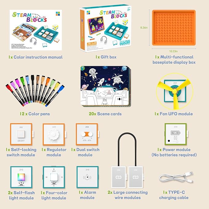 Circuit Kits for Kids Age 3-12 Circuit Board for Kids with Scene Card & Markers STEM Kits for Kids Age 8-10 Birthday Gift Engineering Creative Toy 3 4 5 6 7 8 Year Old Boy Girl Toys