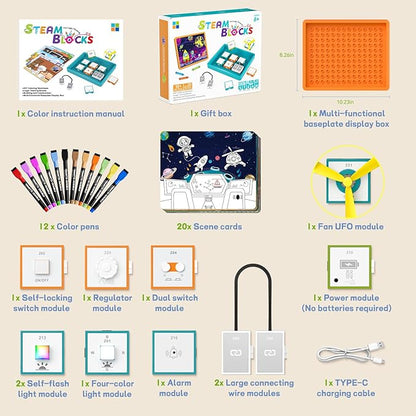 Circuit Kits for Kids Age 3-12 Circuit Board for Kids with Scene Card & Markers STEM Kits for Kids Age 8-10 Birthday Gift Engineering Creative Toy 3 4 5 6 7 8 Year Old Boy Girl Toys