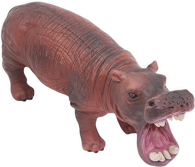Gemini&Genius Safari Animal Toys, Hippo Figurine Toy, Wildlife World Action Figures, Great Gifts, Collection, Cake Topper, Storytelling Props and Room Decor for Kids 4 Years Old and Up