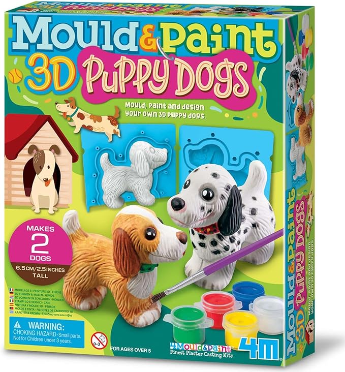 4M 3D Mould & Paint - Puppy Dogs Kit for Kids Ages 5+ - Create, Paint, and Decorate Adorable Puppy Figurines!