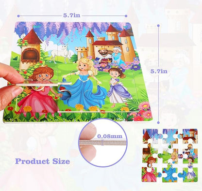 Wooden Puzzles for Toddlers 2-5 Years Old(Set of 6), 9 Pieces Preschool Educational and Learning Animal Jigsaw Puzzle Toy Gift Set for Girls