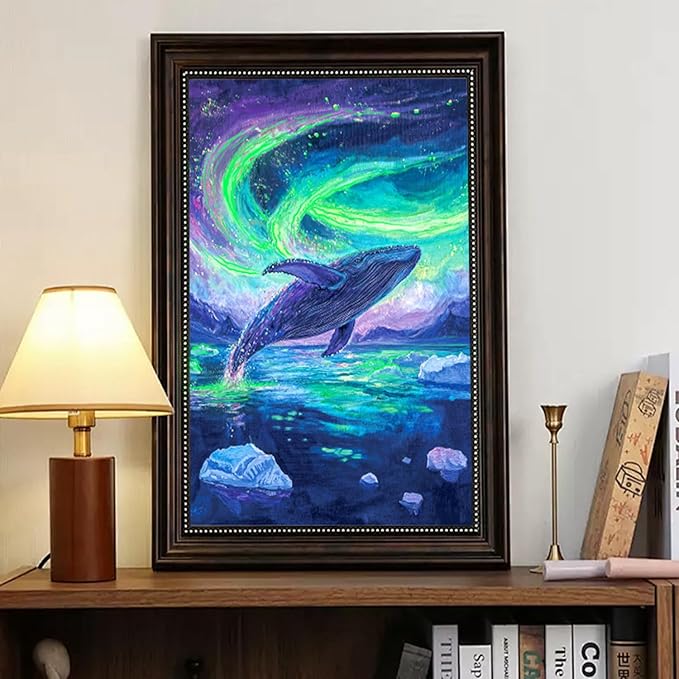 Georgie Porgy Scratch Paper Art Set for Kids Adults Magic Rainbow Scratchboards for DIY Arts and Crafts Kits Christmas Birthday Gift with Scratching Tools Kit (A4-Noctilucent Whale + Sea World)