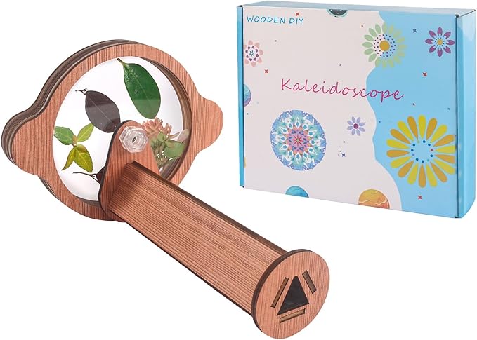 Natural DIY Kaleidoscope Kit for Kids, Newest Outdoor Classic Handmade Education Toys, Magic Wooden Rotating Kaleidoscope Making Set, Best Gift for Nature Lovers (1 Pc Planets)