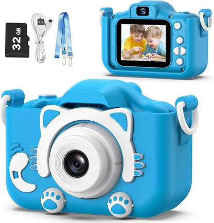 Goopow Kids Camera Toys for 3-8 Year Old Boys,Children Digital Video Camcorder Camera with Cartoon Soft Silicone Cover, Best Chritmas Birthday Festival Gift for Kids - 32G SD Card Included