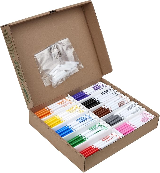 Crayola Fine Line Markers Classpack (200ct), Markers for Kids, Teacher Classroom Must Have, Back to School, Bulk Markers For School