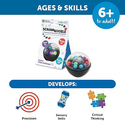 Learning Resources Scramboozle Puzzle Ball - 3D Brain Teasers for Kids and Adults, Puzzles for Teens, Boosts Critical Thinking and Problem Solving, Travel Games, Fidget Toys, Gifts for Boys and Girls