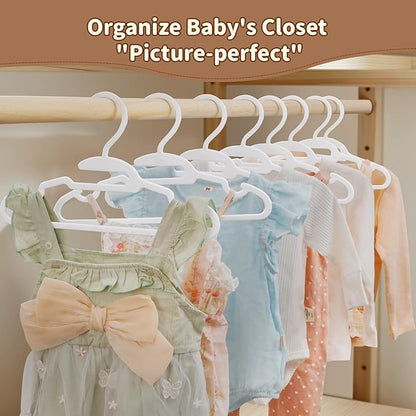 U-Shape Kids Hangers, Plastic Baby Clothes Hangers, 11.4inch Toddler Hangers with Protect Collar Non-Distorting from Stretching, 40 Pack Baby Hangers for Infants，Children Closets, White
