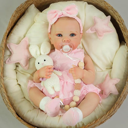 Reborn Baby Dolls - 20 Inch Realistic Baby Doll Real Life Baby Dolls Lifelike Newborn Baby Doll Girl with Soft Full Vinyl Body and Accessories can Swimming Baby Dolls for 3+ Years Old Kids Gifts