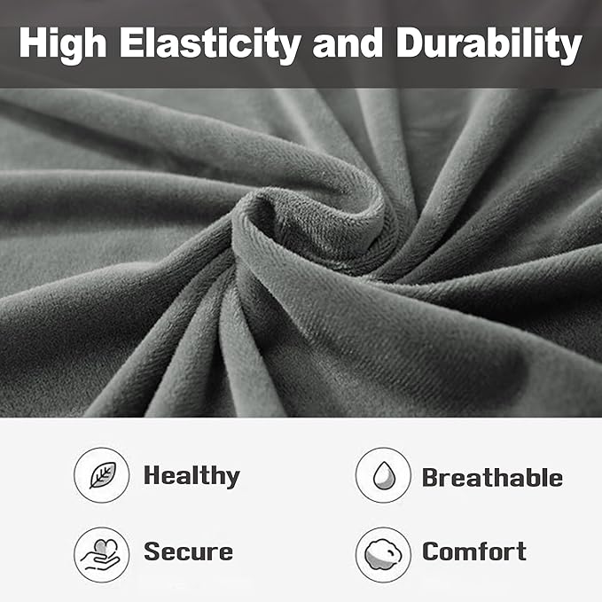 NORTHERN BROTHERS Stretchy Recliner Chair Covers, Velvet Recliner Covers, Lazy Boy Chair Cover (Dark Grey, 3 Seat)