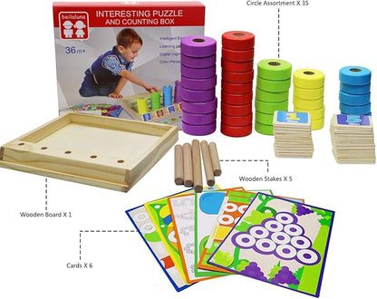 Lydaz Montessori Math Manipulatives Toys, Kids Wooden Number Blocks Toys, Kindergarten Learning Education Toy, Preschool Classroom Must Haves, STEM Counting Puzzle Toy Gift for Toddler 3 4 5 6 Years