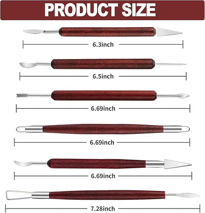 LINPHCEY 6-Piece Clay Sculpting Tools Set Perfect for Polymer Air Dry Modeling Clay Beginners & Professionals Ideal for DIY Pottery & Ceramics Tools for Clay Sculpting & Crafting