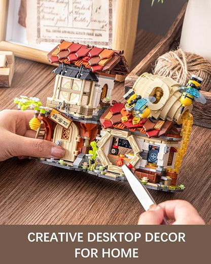 City Street View Honey Workshop Building Blocks Set, MOC Creative Bee Model Theme House, Simulation Architecture Construction Toy, Gifts Idea for Kids Adults (Mini Blocks 1242 pcs)